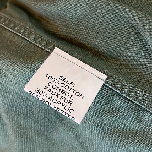 Women's Green Utility Jacket with Leopard faux fur - Picture 6 of 8